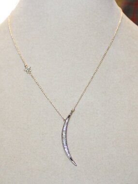 NWT Rachel Roy crescent moon necklace w/crystal stones, soft and feminin Pretty!